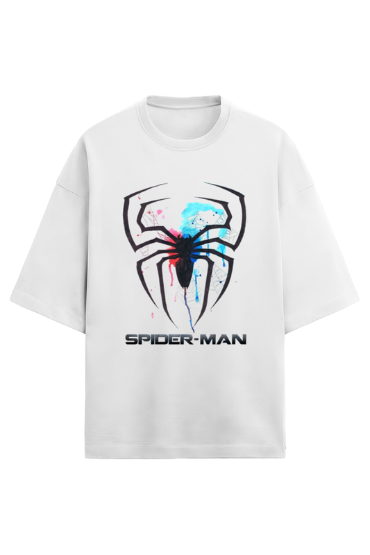 Webbed Wonder" Spider Web Graphic Printed Oversized T-Shirt - Shop Now