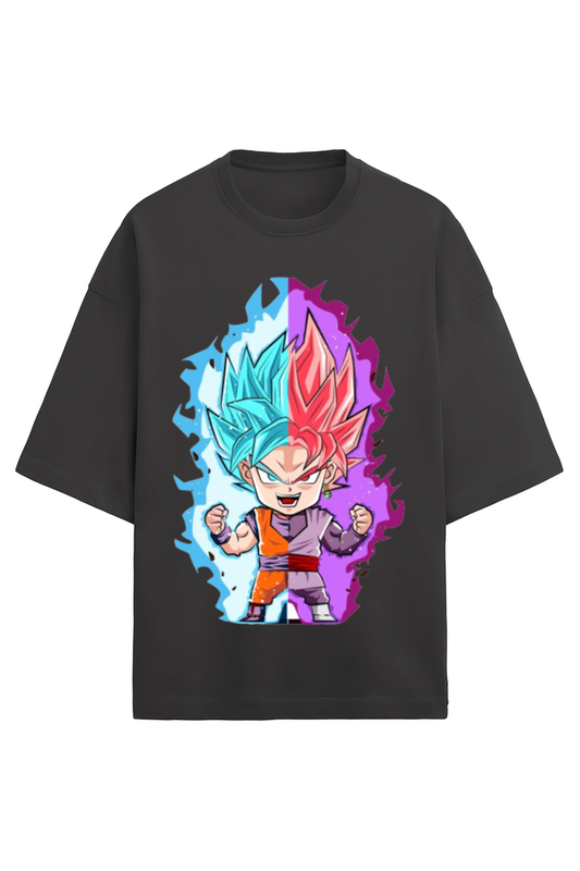 "Goku Power" Cartoon Graphic Printed Oversized T-Shirt -Shop Now